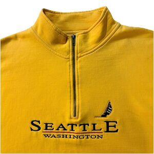 Seattle Washington 1/4 Zip Long Sleeve Fleece XL Pullover Perrin Brand Yellow
